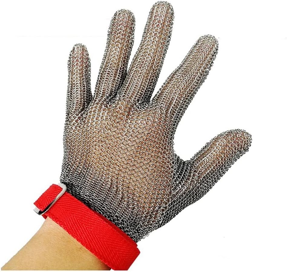 CXKJP Cut Resistant Gloves for Men Women, Glass Cutting Safety Work Stainless Steel Chain Gloves with Adjustable Wrist Strap (Size : M/A Pack of one)