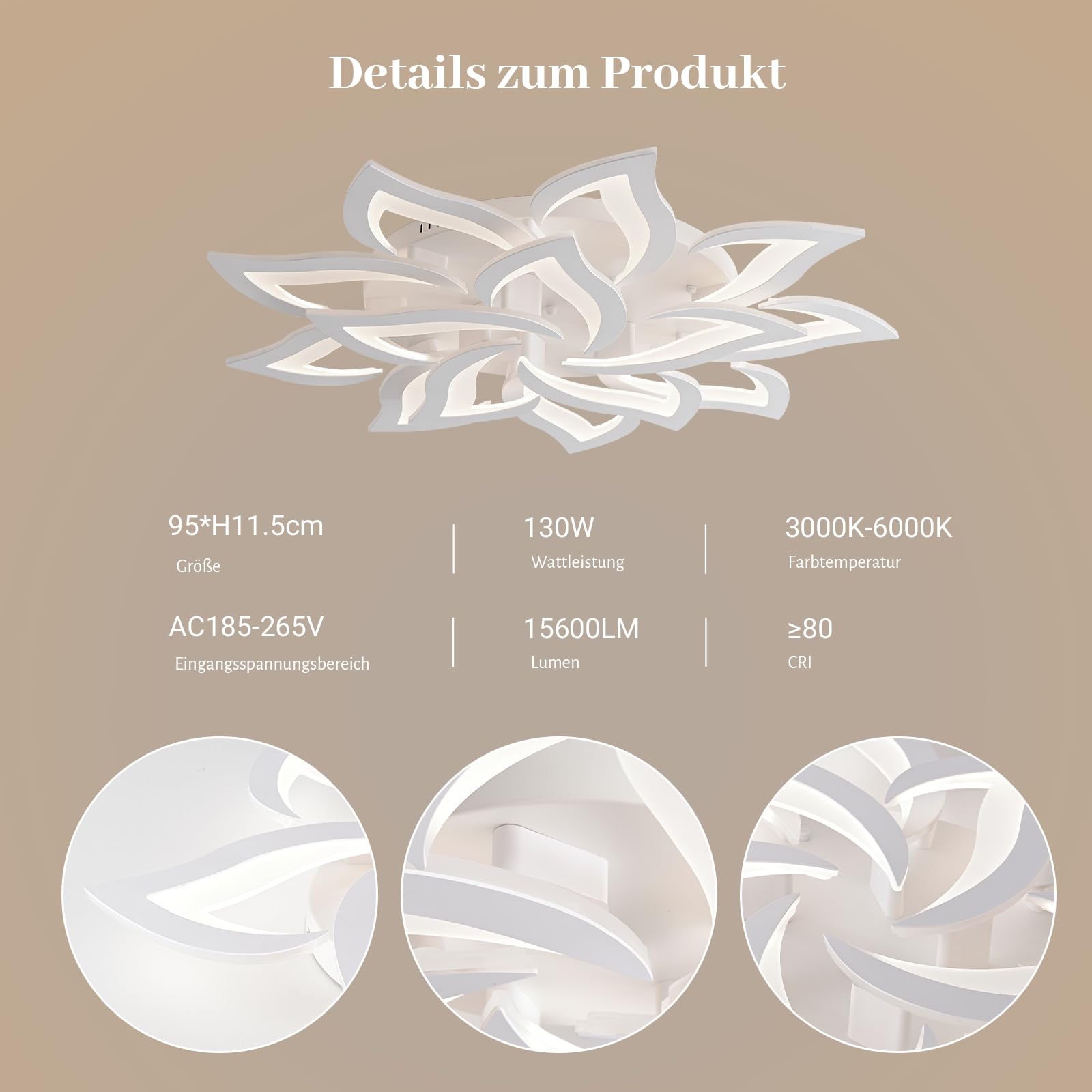 Sky angle Smart LED Deckenleuchte Küche Wohnzimmerlampe Modern Design Flurlampe Schlafzimmerlampe Blütenblätter Deckenbeleuchtung für Wohnzimmer Schlafzimmer