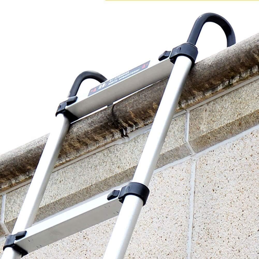Telescopic Ladder Ladders Telescopic Ladder Aluminium Telescoping Ladder Multi Purpose Heavy Duty Extension Tall Ladder with Hook and Wheel for Outdoor Climbing ge