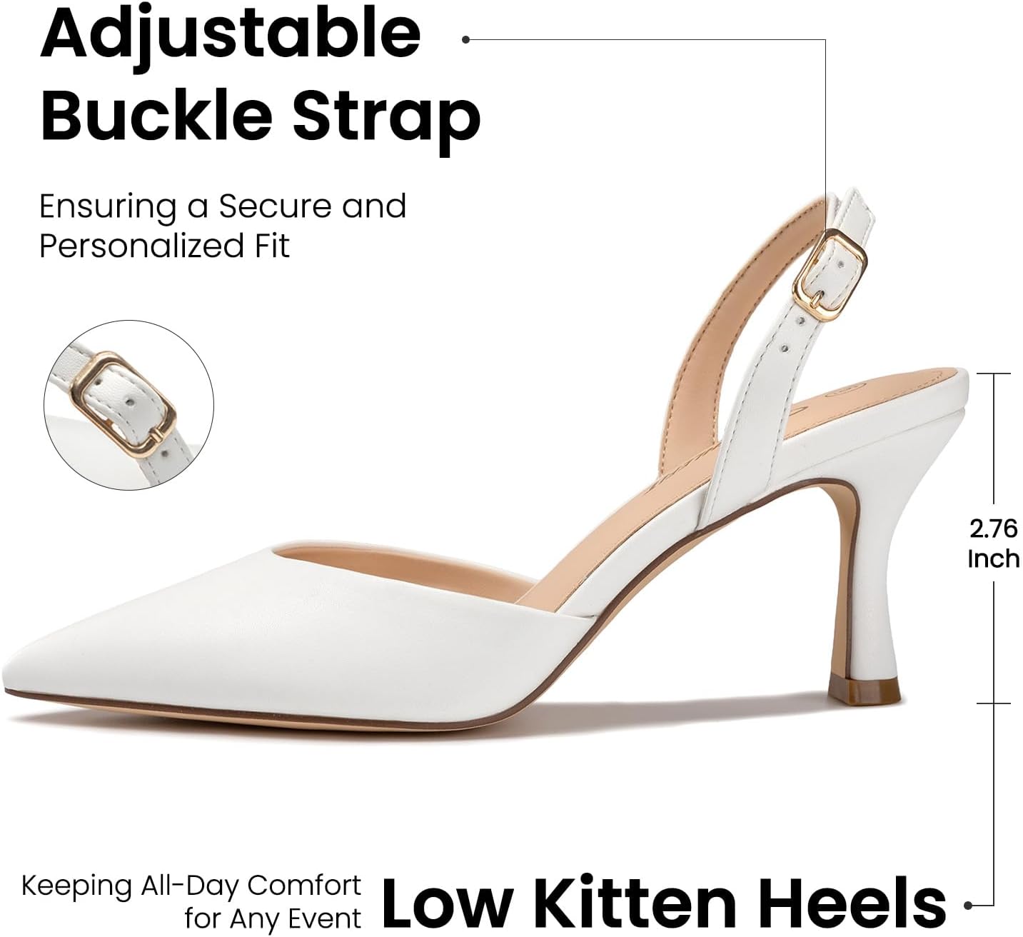 Athlefit Closed Pointed Toe Heels for Women Dress Work Wedding Party Slingback Stiletto Pumps Shoes - Image 4