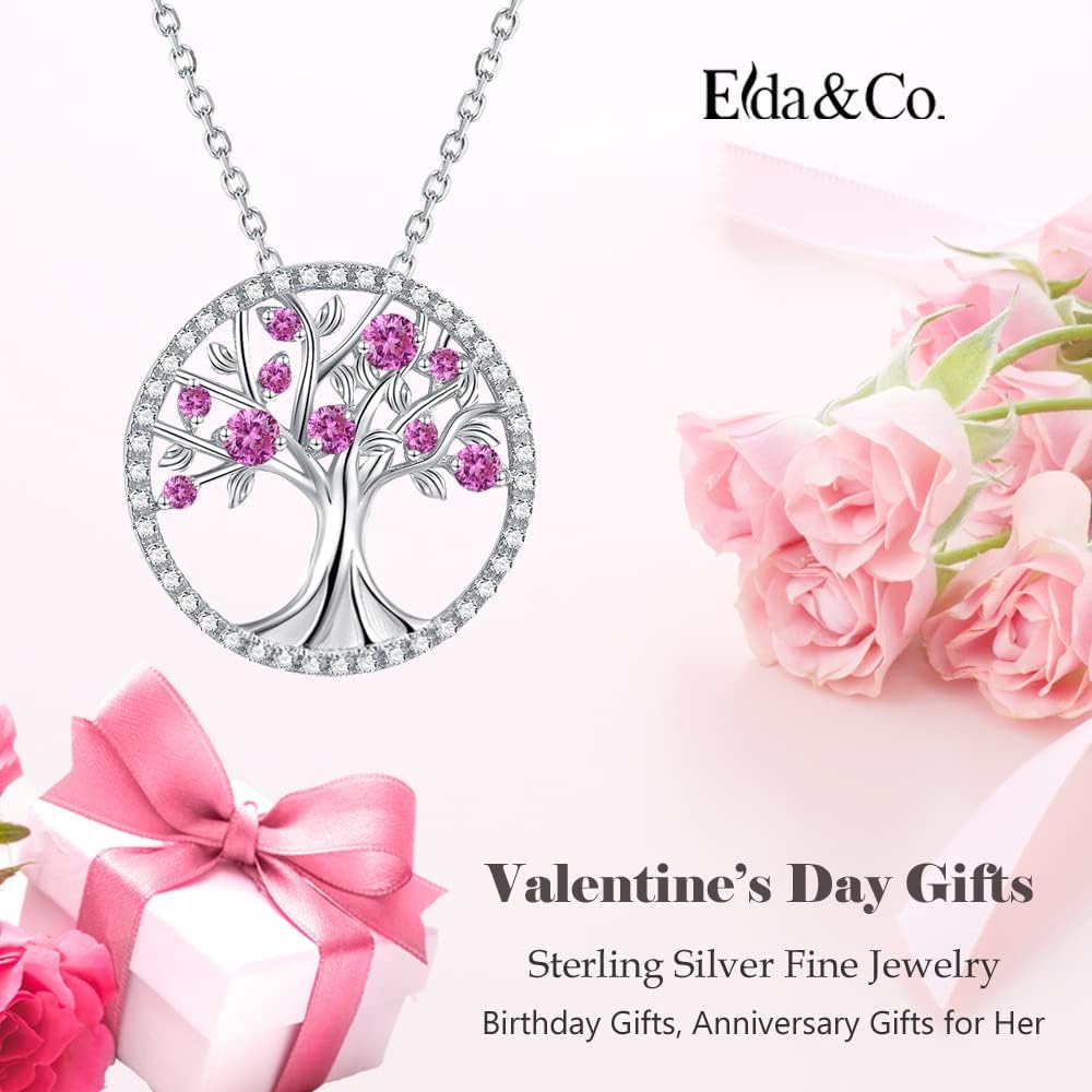 Tree of Life Necklace for Her Valentines Day Birthday Gifts Wife February March Birthstones Amethyst Aquamarine Jewelry for Women 925 Sterling Silver - Image 2