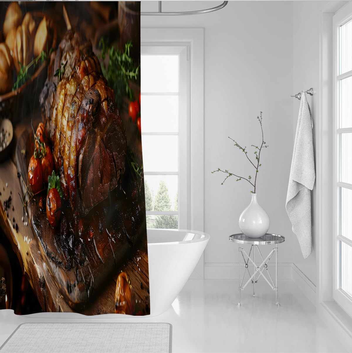 Grillsteak-Duschvorhang kreative Baddeko 150 x 200 cm
