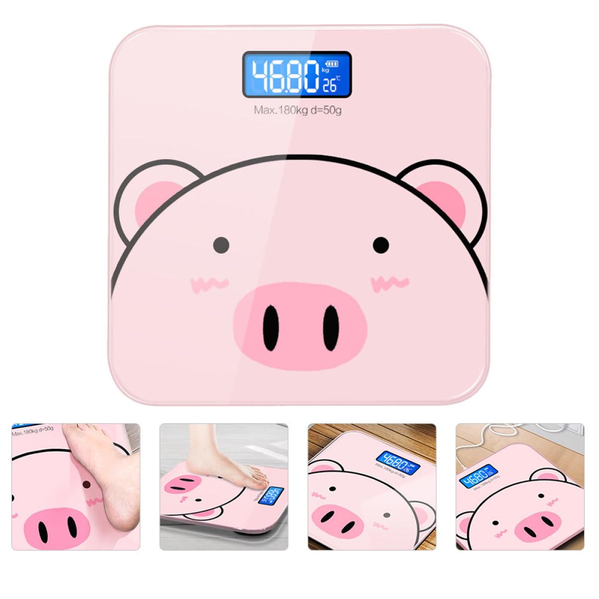 Cartoon Digital Body Weight Scale USB Charging Multi-Function Electronic Scale for Home Use Accurate Measurement for Adults and Boys and Girls