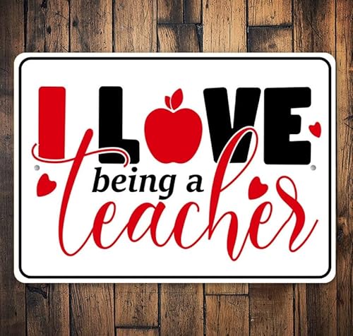 KILSPU Letreros de metal vintage con texto en inglés "I Love Teaching", regalo de enseñanza, regalo para profesor, lindo letrero de profesor, profesor, aula, enseñanza, calidad de vida, letrero de