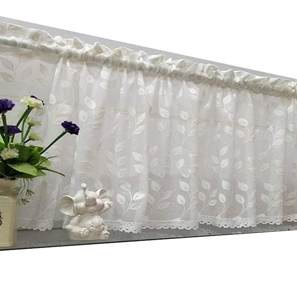 Media cortina de café hecha a mano para ventana de cocina de algodón beige