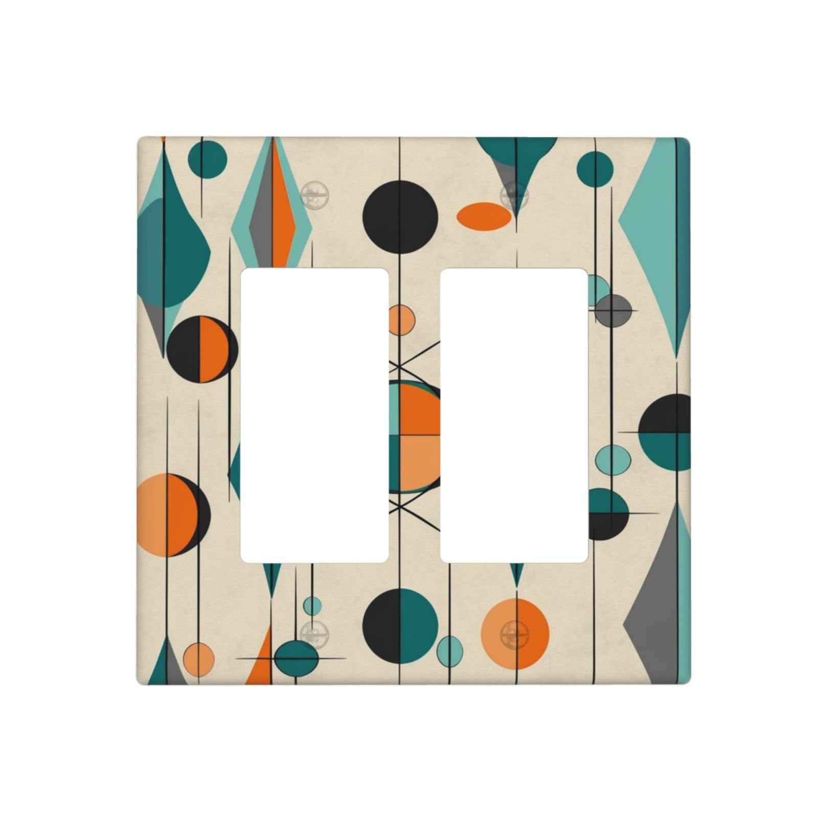 Kloph Style H Decorator Wall Plate 2 Gang Light Switch Covers Mid Century Geometric Wallplate Double Toggle Switch Plate Mid-Size Electrical Outlet Covers Decorative Wall Switch Plate Cover