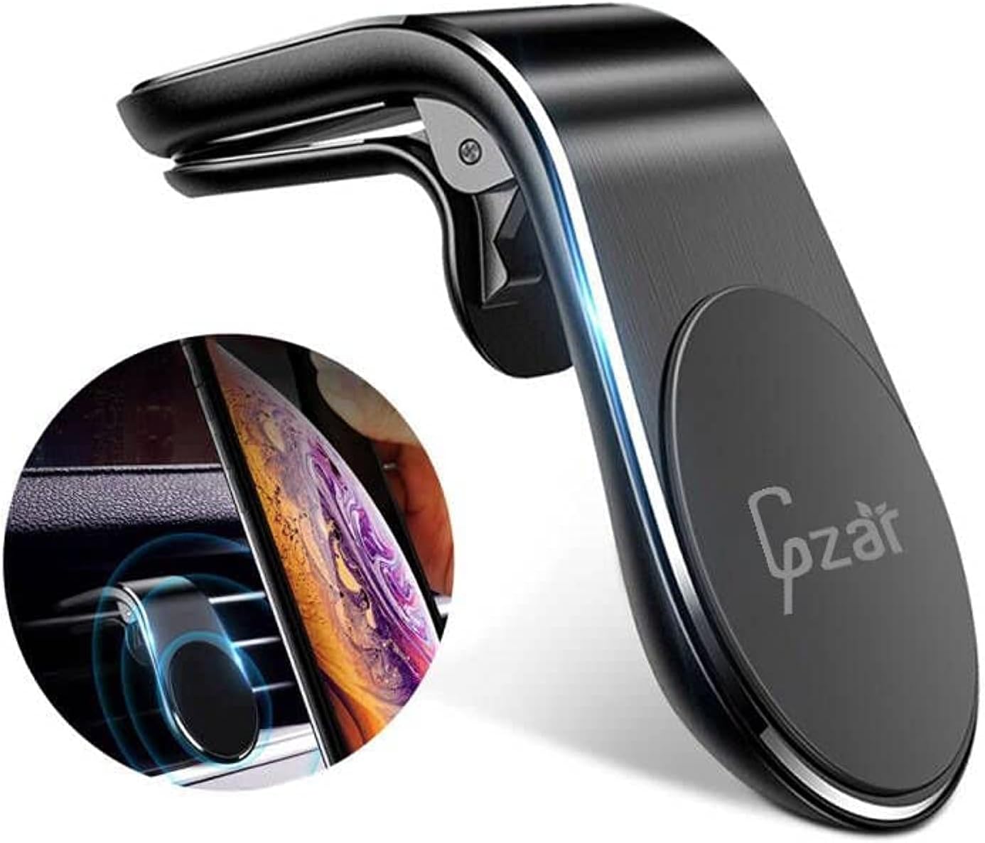 Gzar Magnetic Car Phone Holder Air Vent Mobile Mount Magnet Clip Stand Cradle Compatible with iPhone 17/16/15/14/13/12/11 Pro Max XR XS SE Galaxy S24 Ultra S24 FE S10 S9 Huawei P30 (ROUND)