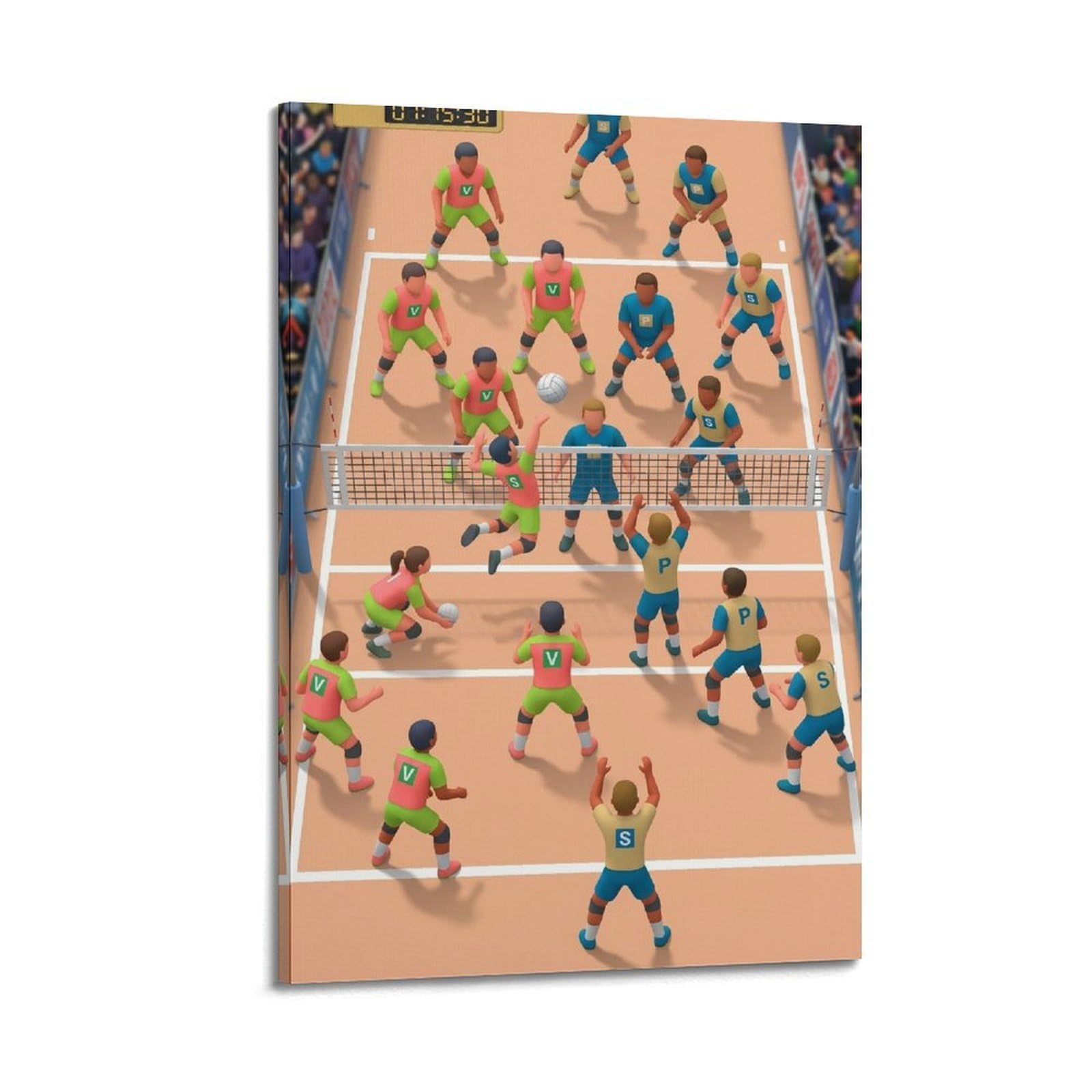 OLYHTR Volleyball Match Poster Modern Decorative Canvas Prints - Ideal Wall Art for Family, Man Cave, Game Room, Boys & Girls Bedroom 24x36inch(60x90cm)
