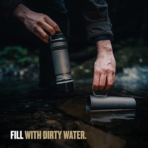 Miniatura 3 de GRAYL UltraPress - Purificador de agua y botella de filtro de titanio de 16.9 onzas para senderismo, mochileros, supervivencia, bushcraft, viajes