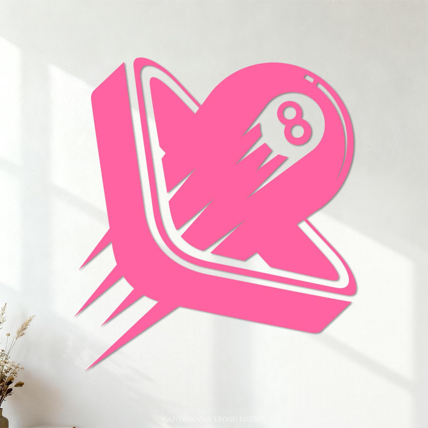 Billiard Ball Sports Logo Wall Decals Paster Paper 67.2x74.7cm Easy Installation Pink