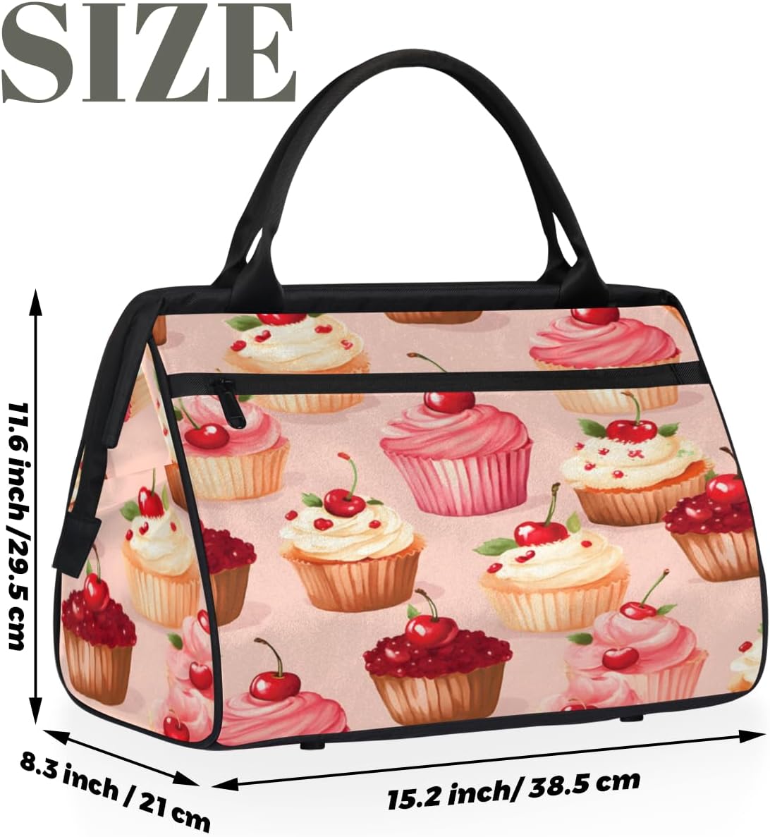 Cake Overnight Weekender Bag for Women Men Travel Duffel Bags Waterproof Luggage Carry on Sports Yoga Gym Bag
