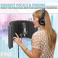 Vista 8 de Pyle Usa Mini cabina de grabación vocal portátil – Uso con micrófono estándar, filtro de ruido de aislamiento protector de reflexión para audio