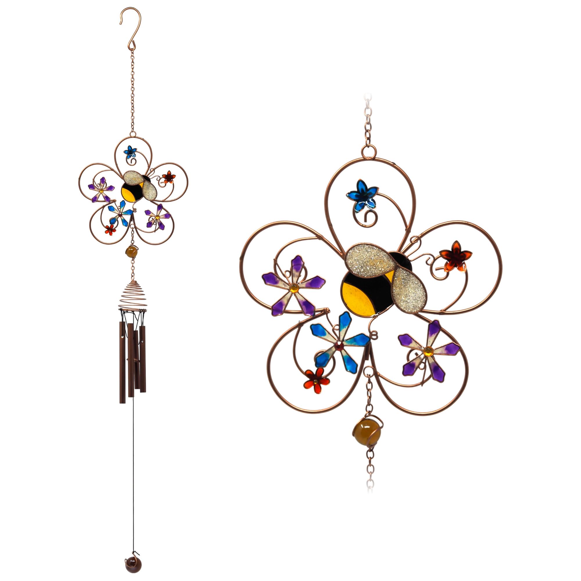 Bumble Bee 75cm Metal Wind Chime Suncatcher Hanging Garden Ornament