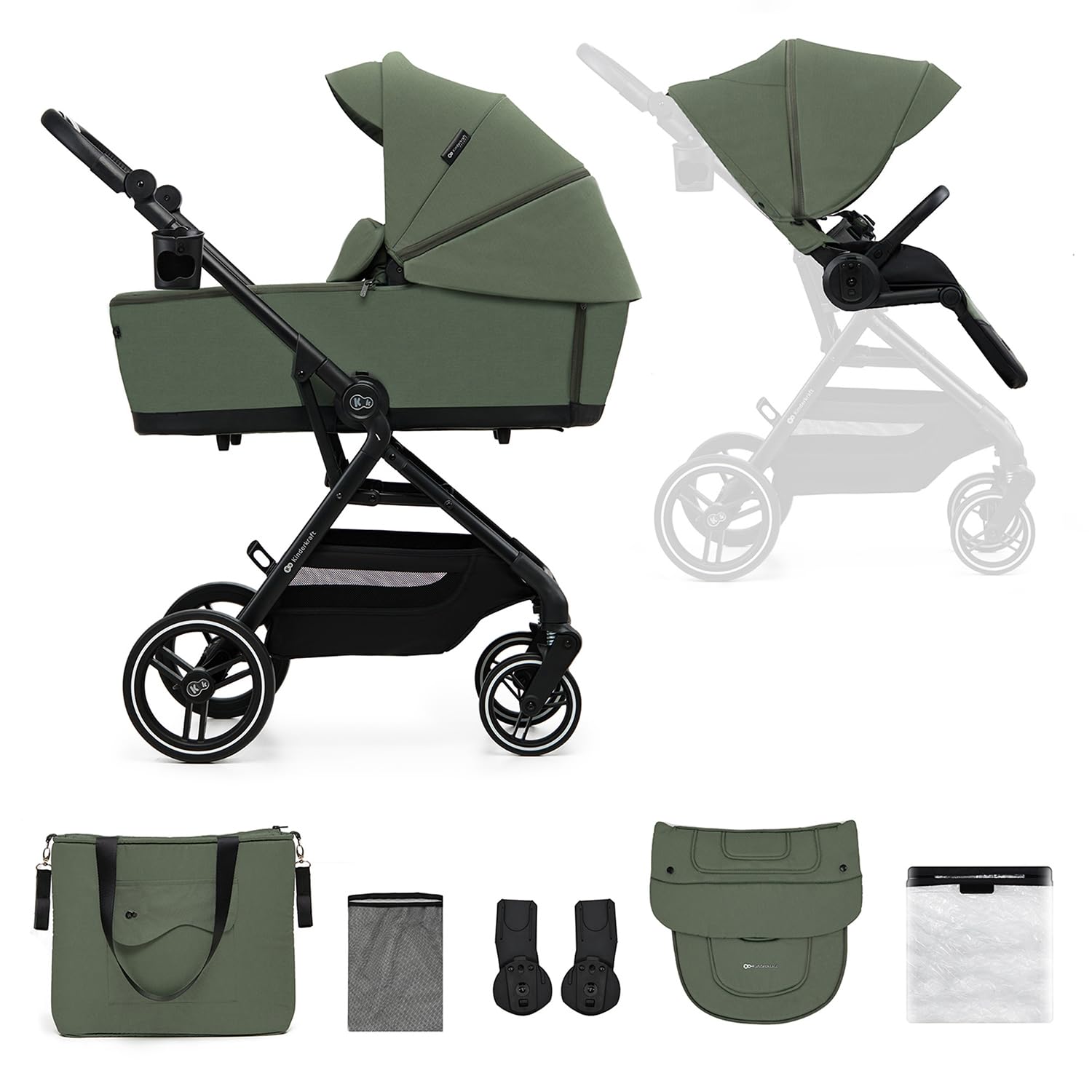 Kinderkraft Cochecito 2 en 1 Yoxi Verde Mystic Green