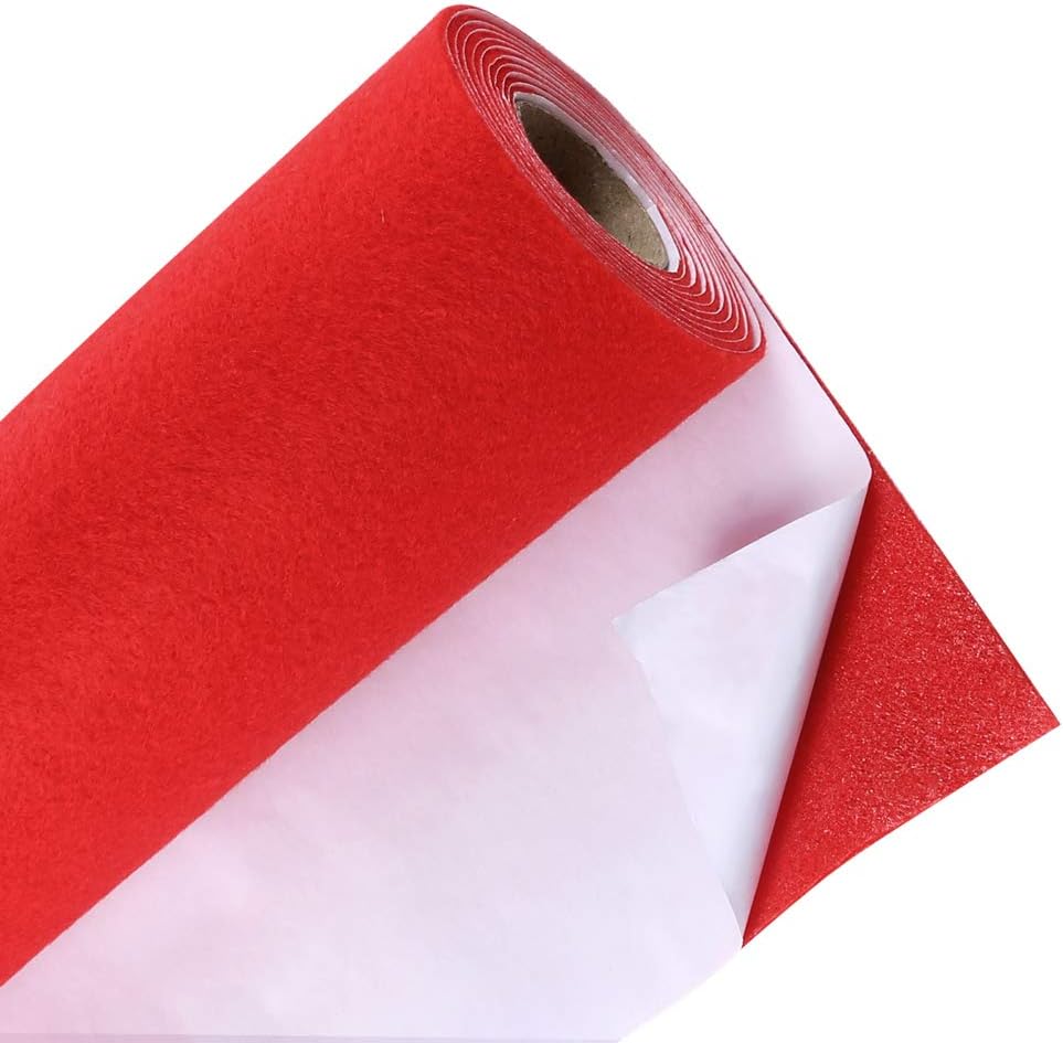 Caydo Large Red Self Adhesive Felt Shelf Liner for for Jewelry Drawer, Display