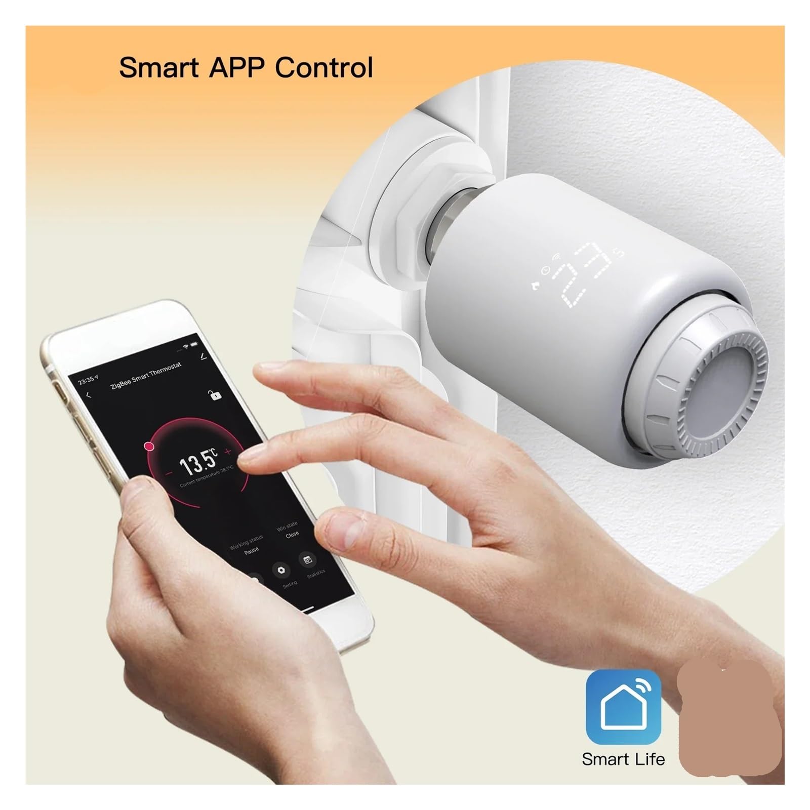 Termostat, Zawór Termostatyczny Grzejnikowy Smart Life Bezprzewodowy Zdalny Sterownik Temperatury Ogrzewania Sterowanie Głosowe(2PCS)
