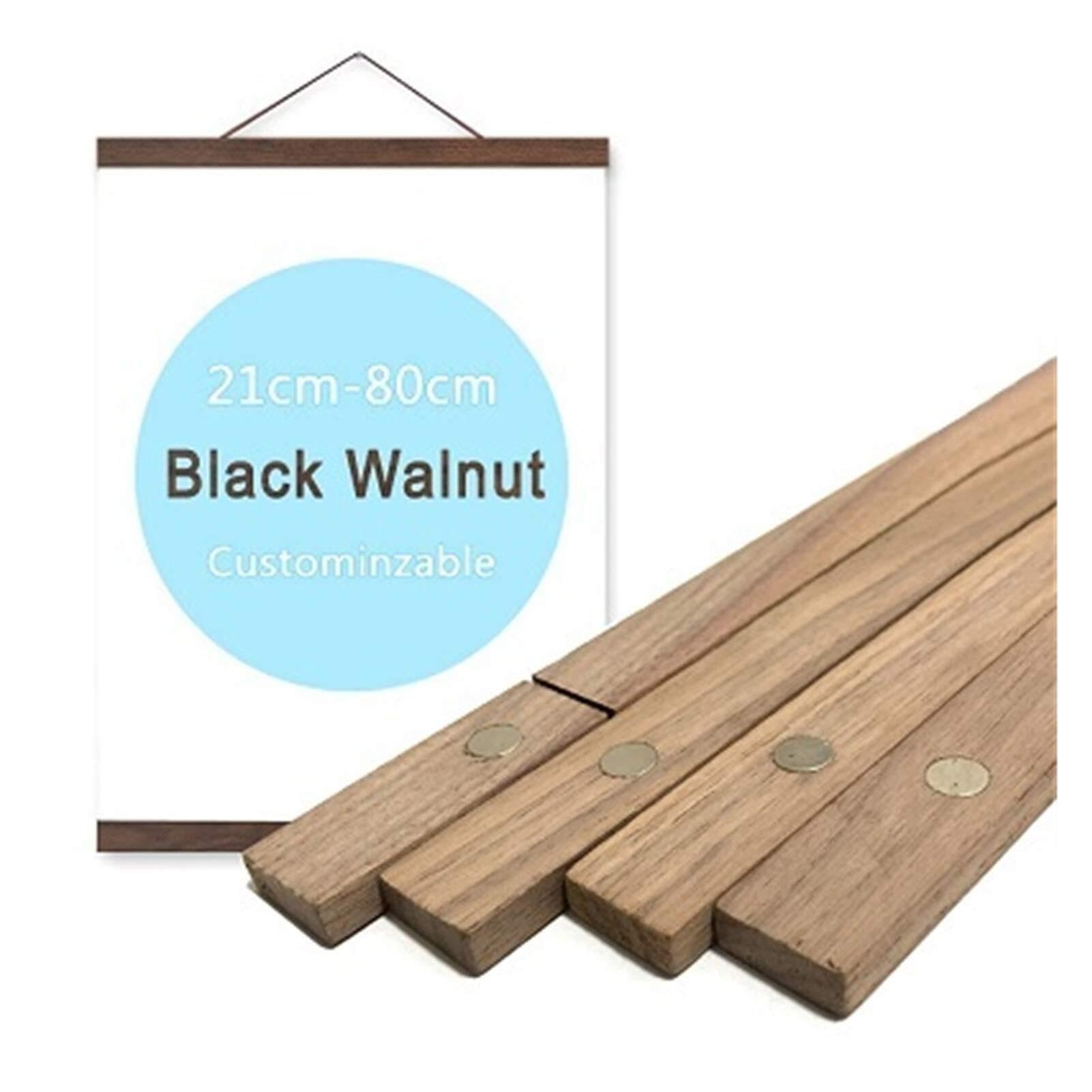 Photo Frames Magnetic Poster Hanger Frame Teak Wooden Natural Painting Photo Canvas Wall Art Craft(Black Walnut,21cm)