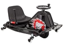 Razor Crazy Cart DLX - 24V Electric Drfting Go Kart - Enhanced Drift Bar, Brodie Knob Steering, Variable Speed, Up to 12 mph,Black/Red