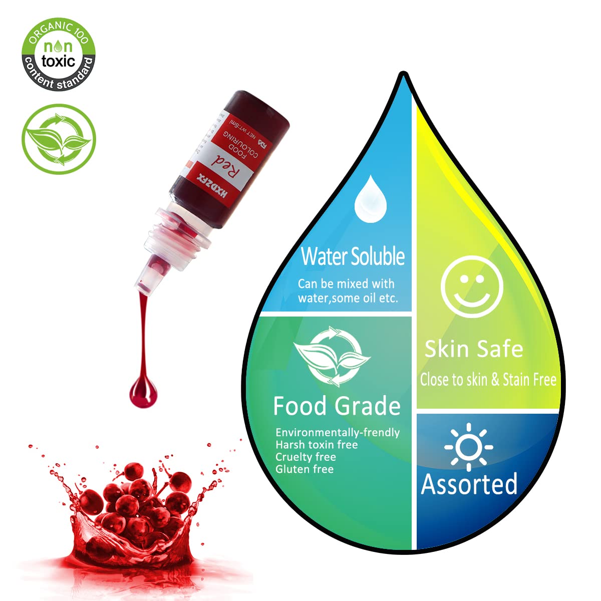 Buy Food Colouring 12 Colours x 6ml Food Dye Concentrated Liquid Cake