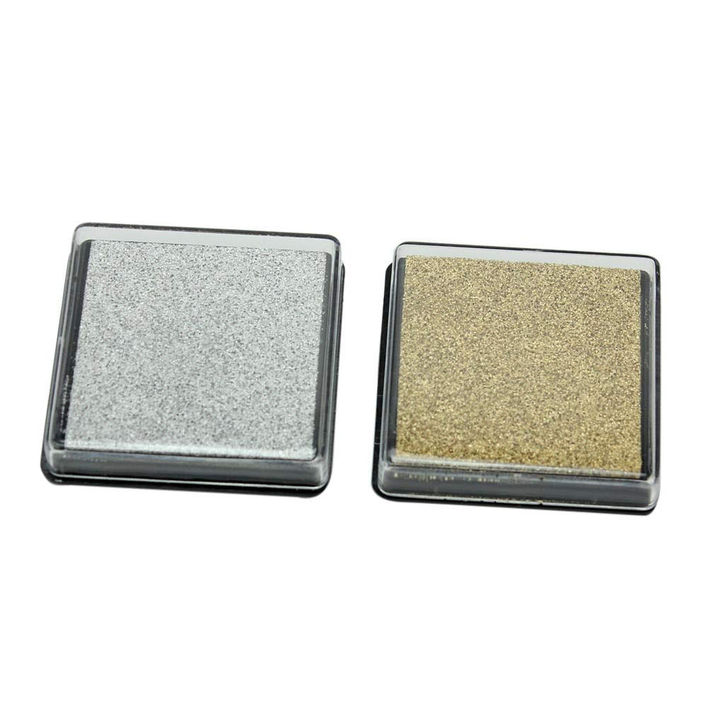 Cojín de tinta mini de esponja color oro y plata para sellos DIY y manualidades kit de 2 piezas