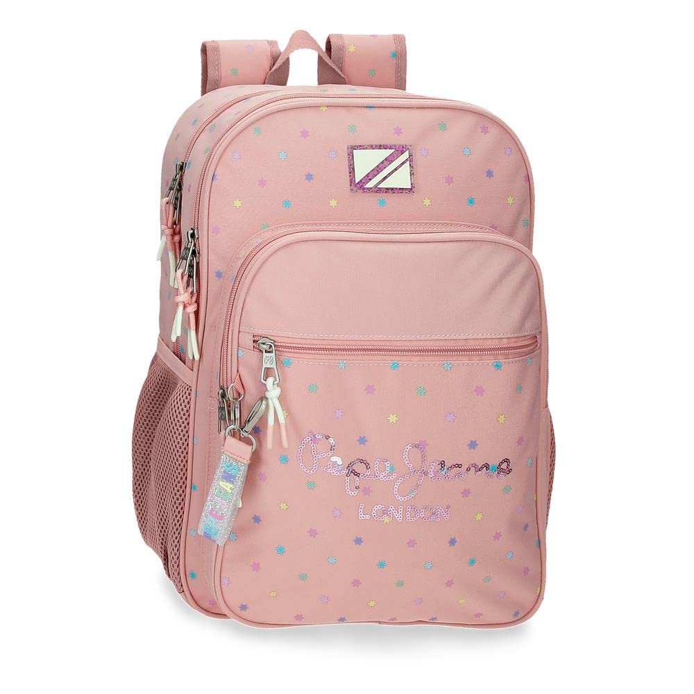 Pepe Jeans Carina Mochila doble Compartimento Rosa 30x40x13 cms Poliéster 14,4L