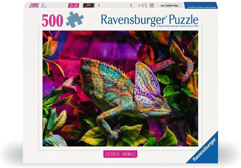 Ravensburger Colorful Animals - Chameleon - 500 Piece Jigsaw Puzzle | A Mesmerizing Blend of Patterns & Textures | Unique and Vibrant Challenge