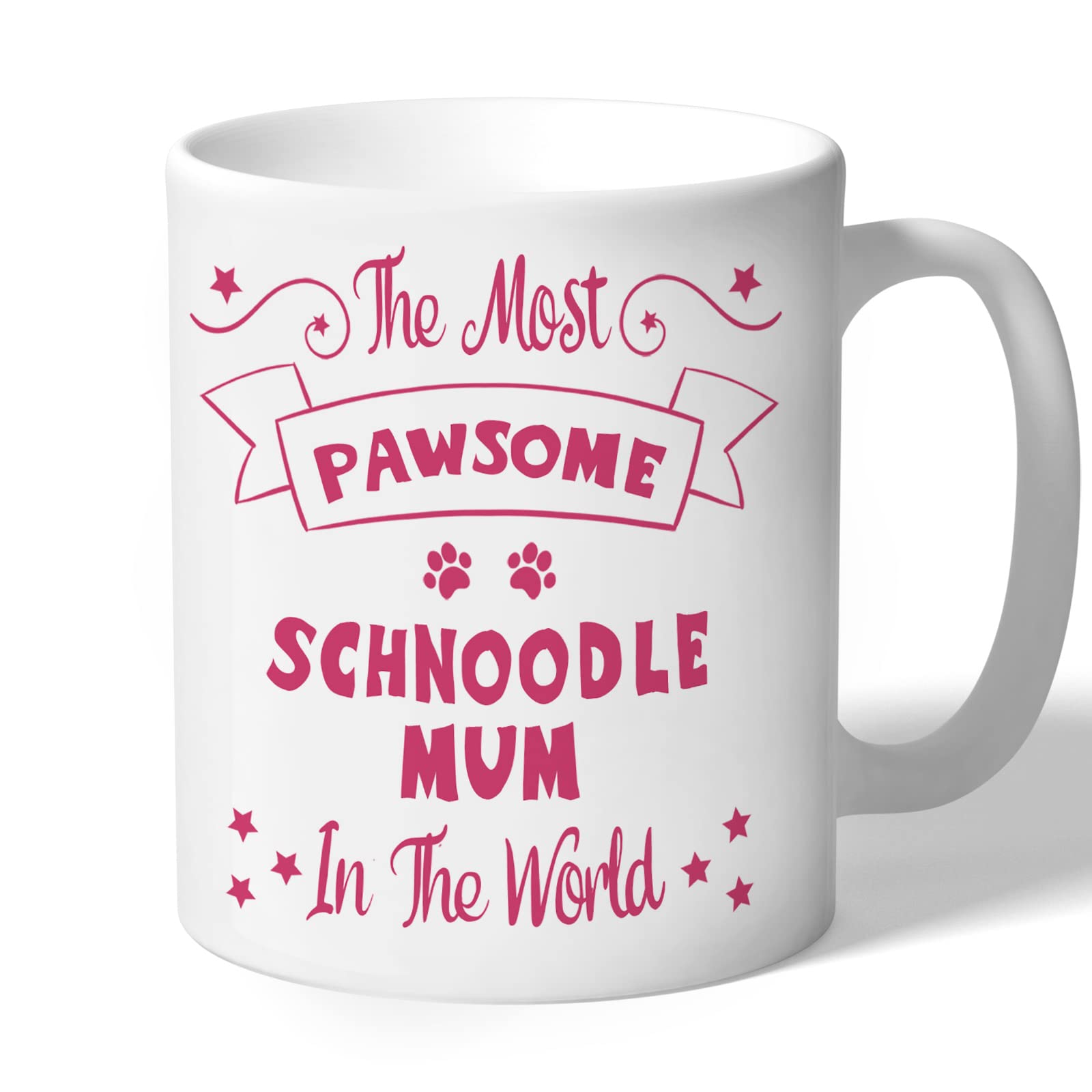 Dog Lovers Collection Schnoodle Mum Mug - Pawsome - Schnoodle Gifts (Raspberry Print)