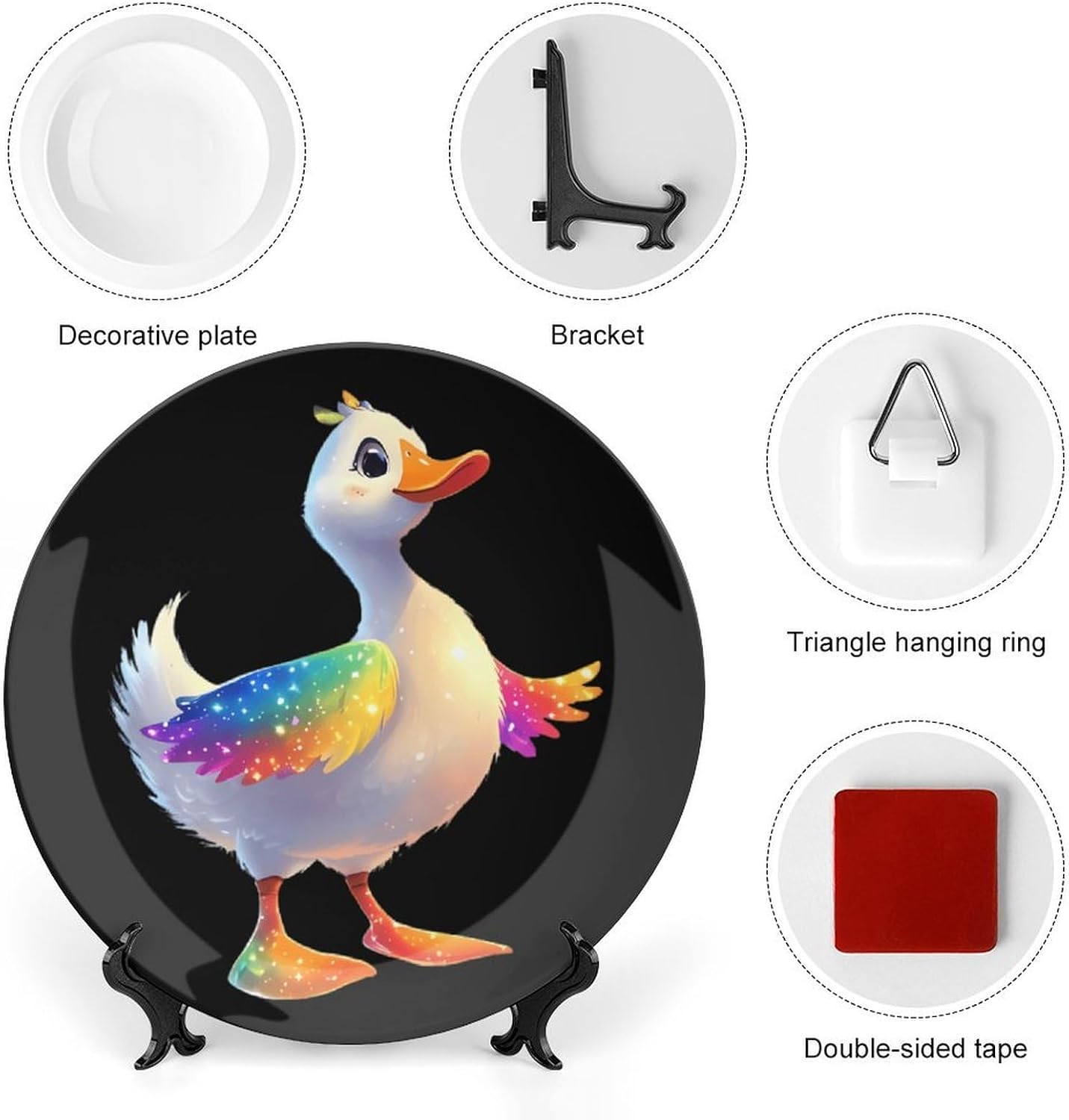 Duck Colorful Glitter Bone China Decorative Porcelain Plates Dinnerware Ornaments