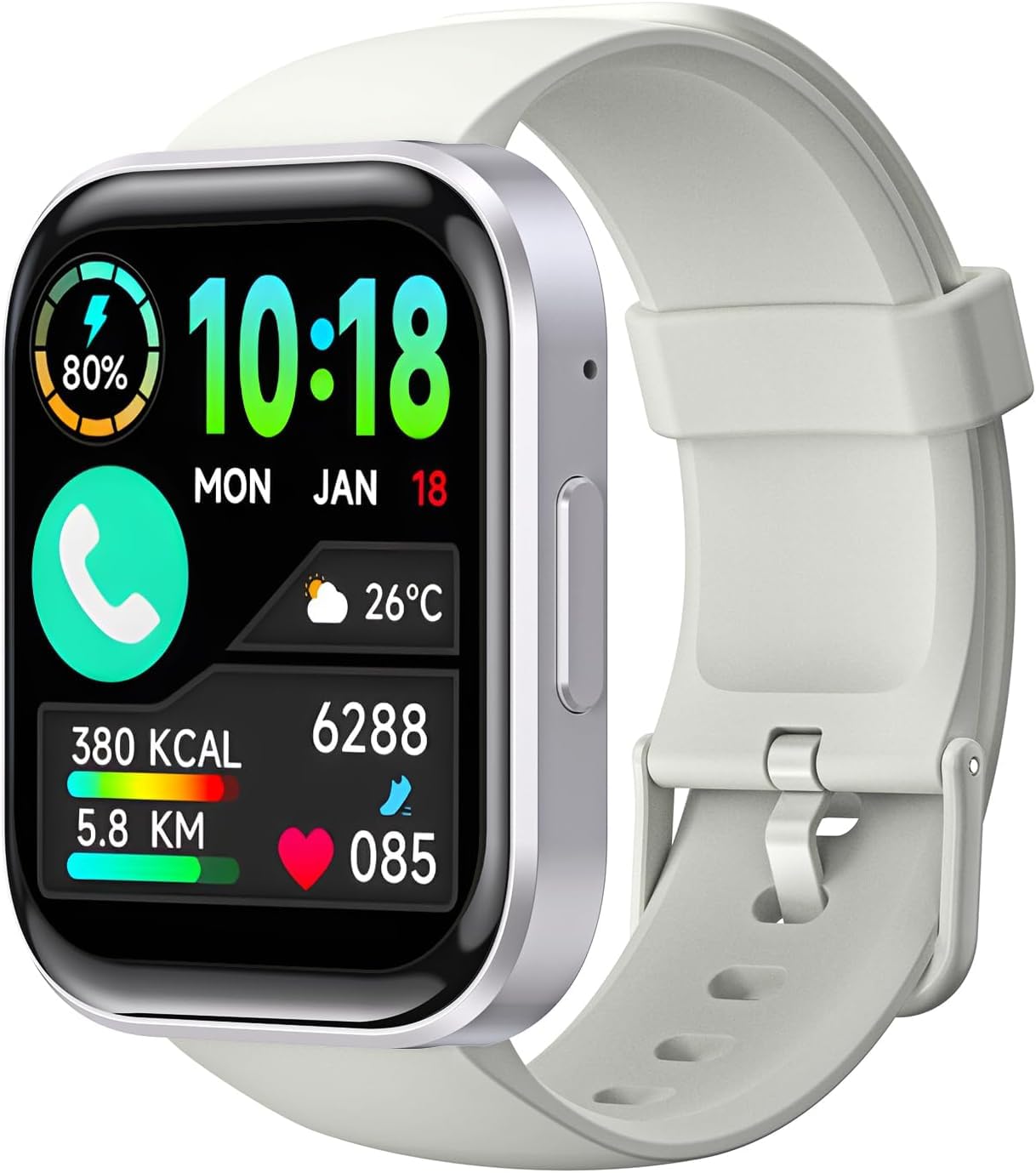 OBA OUKITEL BT103 Smartwatch unisex 1.91" 100+ Modalità Sport Contapassi/Sonno/Cardiofrequenzimetro, Fitness Tracker per iOS Android Bianco