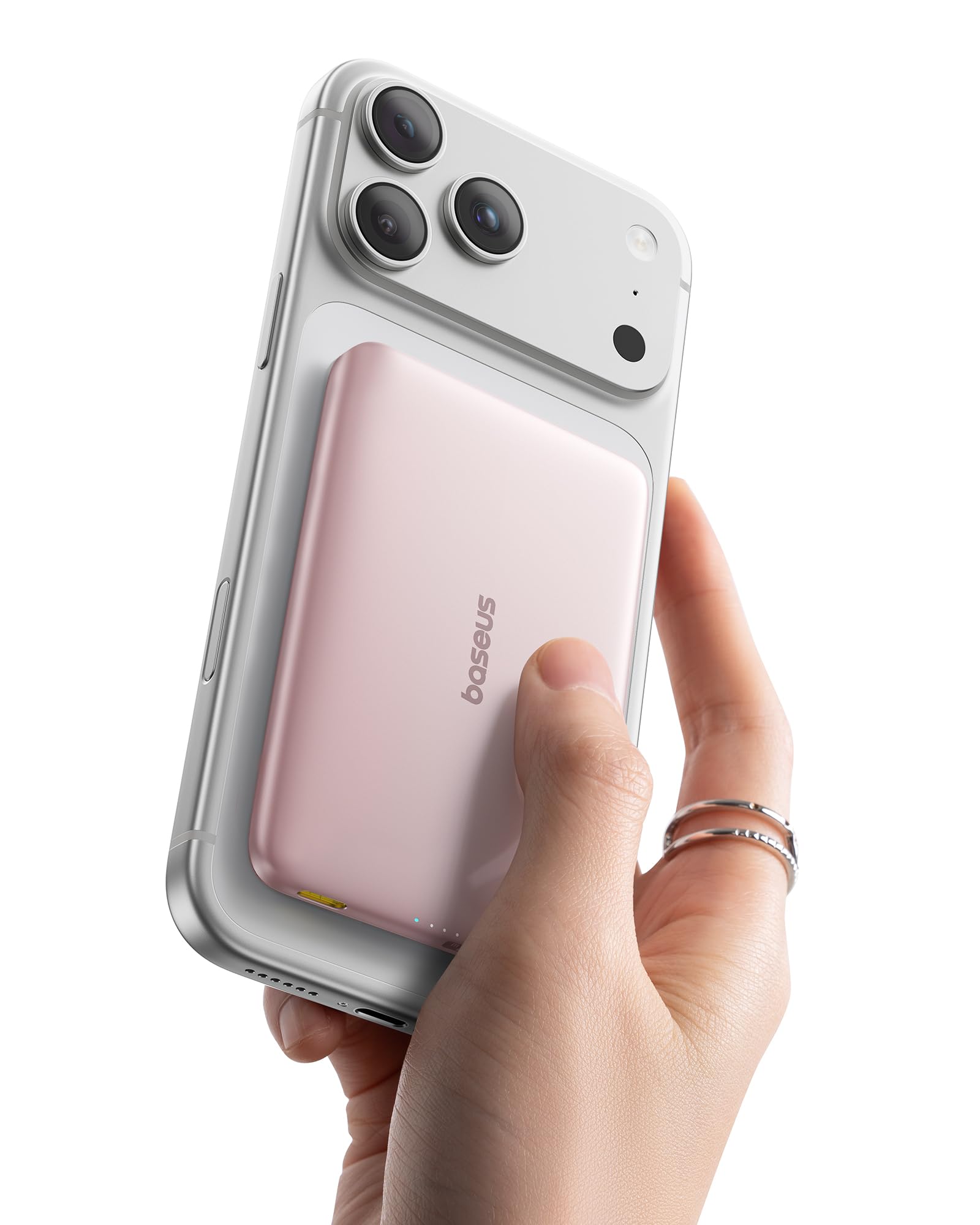 BaseusPicogo Magsafe Portable Charger, Qi2 Certified 0.5" Ultra Slim 15W Wireless Power Bank, 10000mAh 27W Fast Charging Magnetic Battery Pack with USB-C for iPhone 17/16/15/14/13/12 Series OnlyClimatePartner certified