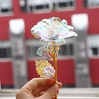 Vista 4 de Rosa artificial de imitación chapada en papel de aluminio, flor artificial para el día de San Valentín, Día de la Madre, cumpleaños, regalos de amor