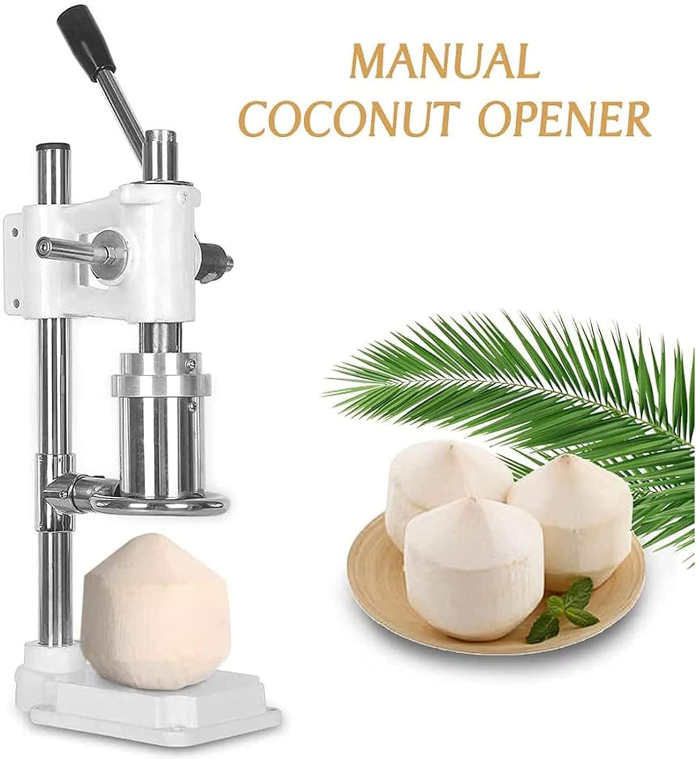 Stainless Steel Portable Vertical Coconut Opener Tool, Manual Coconut Hole Opening Machine, Stainless Steel, for Shops and Fruit Markets