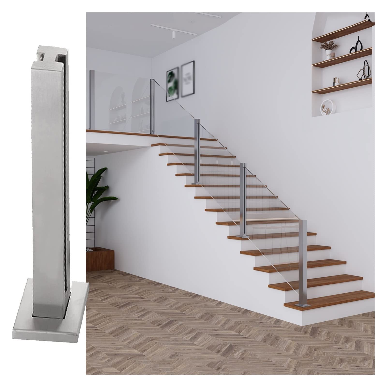 Garde-rail contre le vide pour plateforme et poteau en inox avec pince de type C