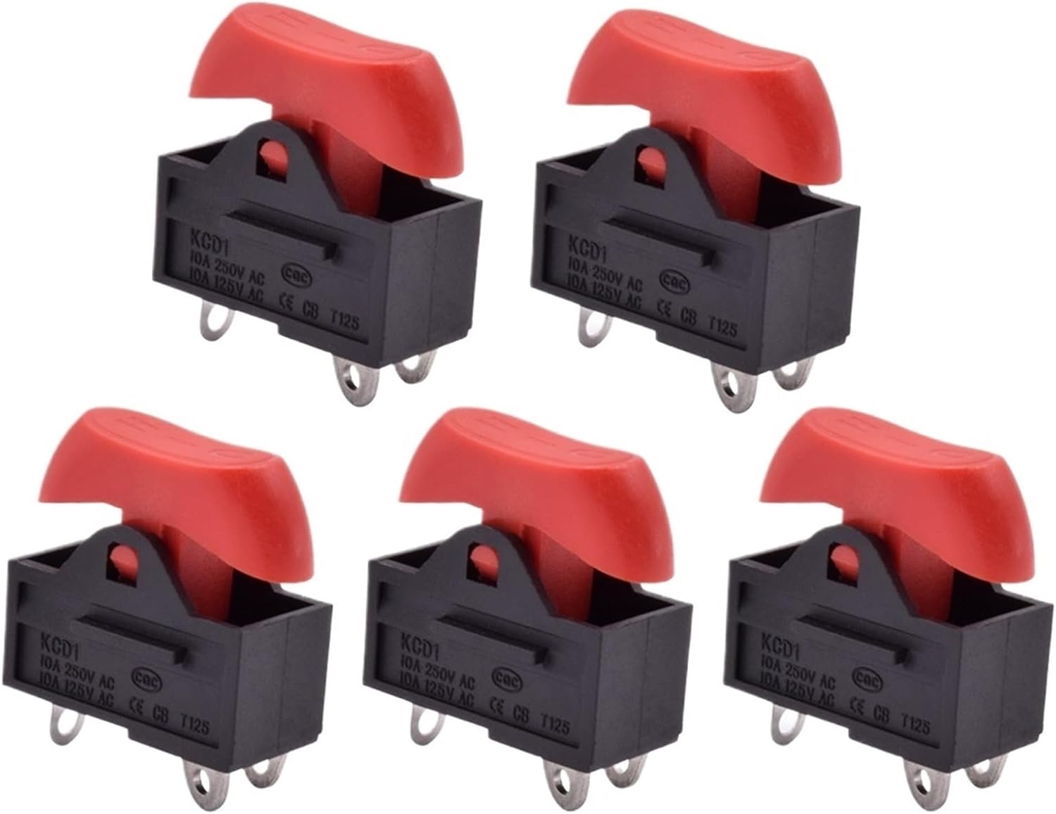 5pcs/lot Push Button Rocker Switch Boat Hair Dryer Accessories Latching 3pin 3 Positon 10A 250VAC Power On Off Switch(5PCS Red)