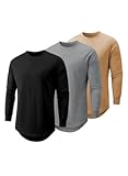Mens 3 Pack Cotton Hipster Hip Hop Longline Crewneck T-Shirt