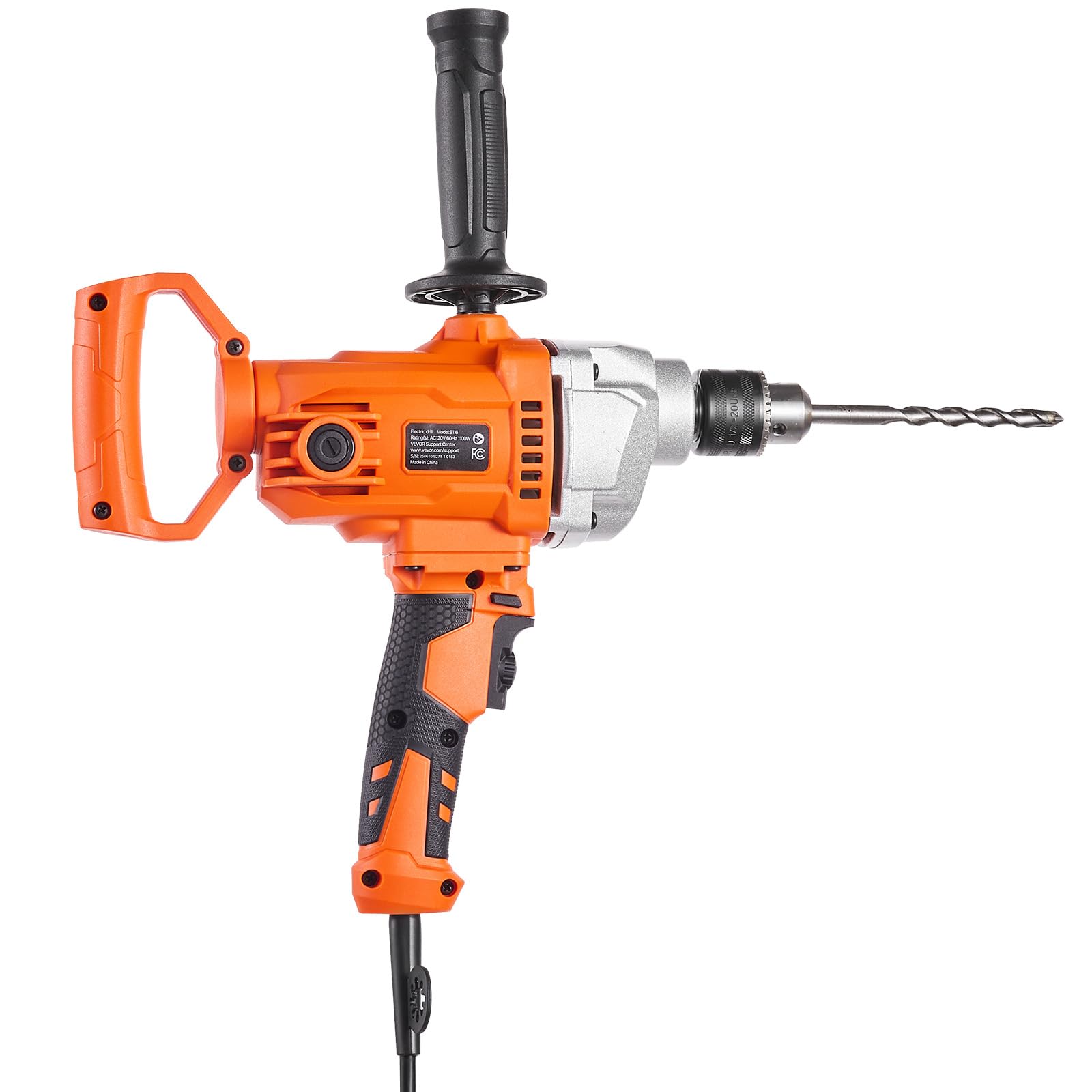 VEVOR elektrische Bohrmaschine 12,7 mm mit Mixer Bohrmaschinenmischer Set 850 U/min 3,2 A Mischbohrmaschine mit D-Griff zum Bohren & Mischen multifunktionale Bohrgerät mit Mischer für Futter Zement