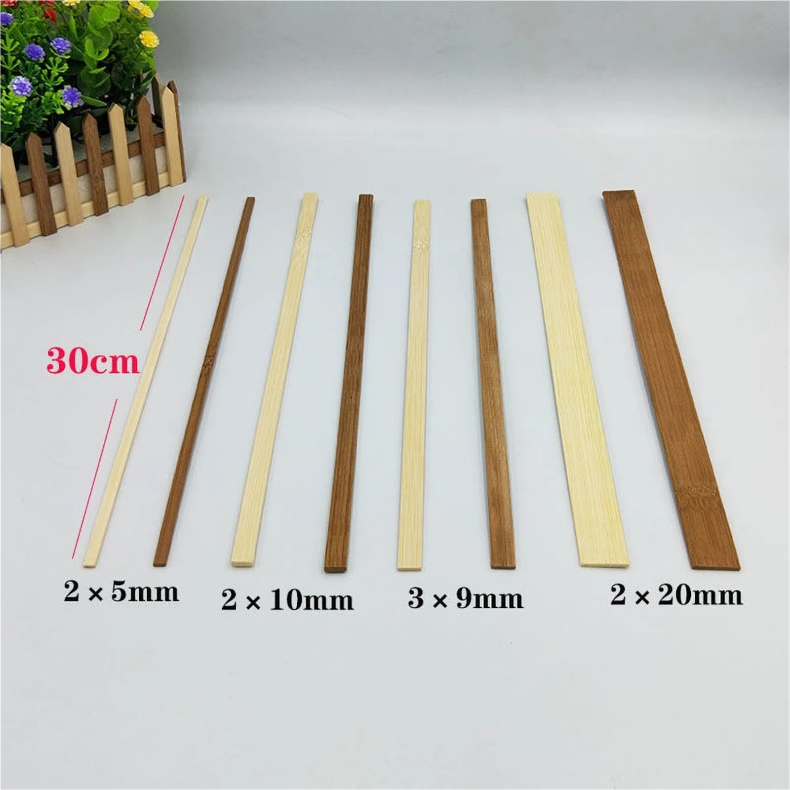 HolzstäBchen 50 STÜCK Multisize Sticks Holzmaterial Herstellungsmaterialien Gebäudemodell 30 Cm(2x20mm two color)