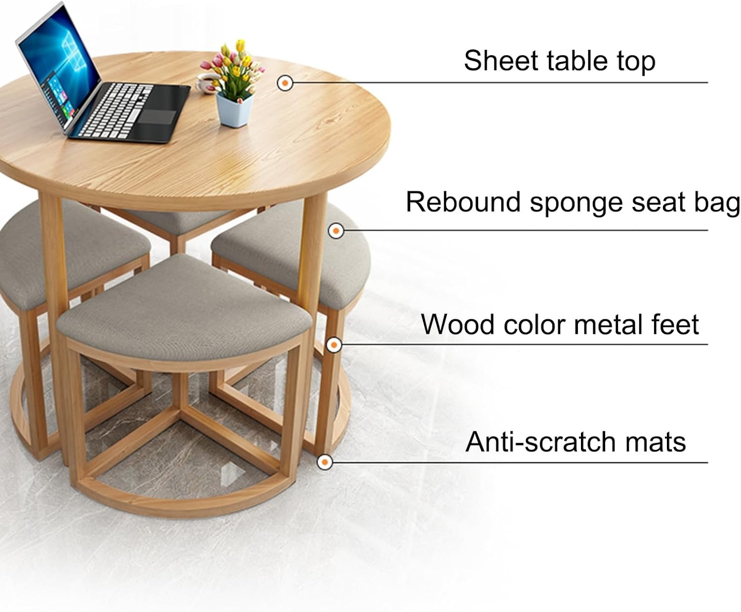 JHDXL Office Reception Room Club Table and Chair Set, Coffee Table and Chair Set, for Kitchen Living Room Milk Tea Shop Fast-Food Shop Western Restaurant (Color : Khaki)