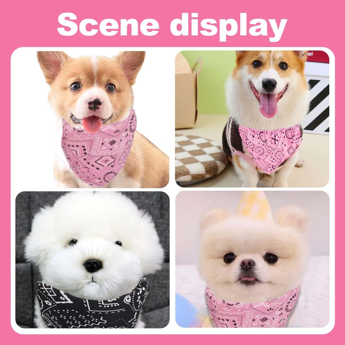WeddHuis 2 Pezzi Bandana per Cani, Bandana con Collare, Triangolo per Cani, Bandana Regolabile per Cuccioli e Cani di Piccola e Grande Taglia (M)