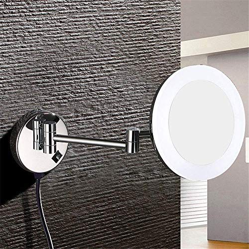 Miroir de maquillage mural de salle de bain éclairé avec bras pliant 3X