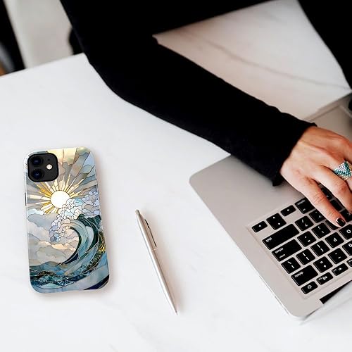 Miniatura 4 de Funda para iPhone 11, funda brillante para mujeres y niñas, funda protectora contra caídas y arañazos, puesta de sol en el océano