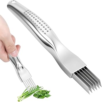 Green Onion Knife with Stainless Steel Blade,Garlic Slicer,Green Onion Slicer Shredder Knife,Kitchen Tool Vegetable Cutter Sharp 6 Blade,6.4X0.8,Non-slip Handle