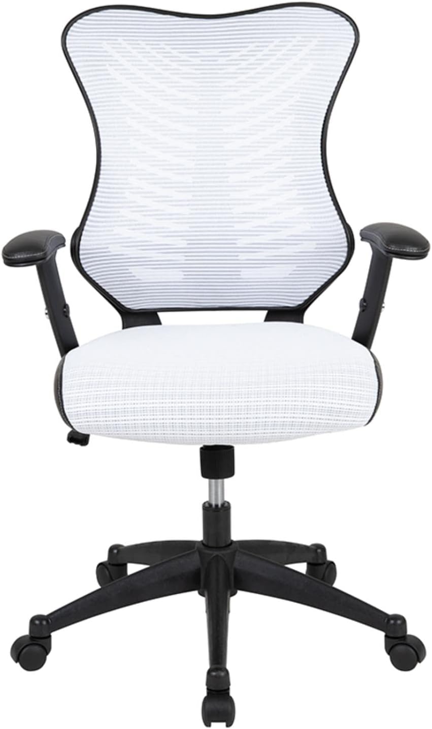 Flash Furniture Kale High Back Designer White Mesh Executive Swivel Ergonomic Office Chair with Adjustable Arms