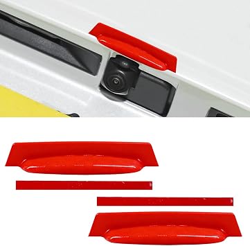 Car Rear View Backup Camera Cover, Automotive Backup Camera Anti-Rain Protection Shield, Car Reversing Cameras Guard Eyebrow, Vehicle Exterior Modification Accessory for SUV, TruckRed