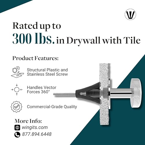 Miniatura 3 de WingIts MAWSD35B24 Master Anchor Super Duty para paneles de yeso, tornillo de acero inoxidable de 1032 pulgadas, paquete a granel, paquete de 24