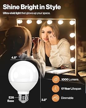 Sunco G25 LED Light Bulbs, Globe Vanity Lights for Bathroom High