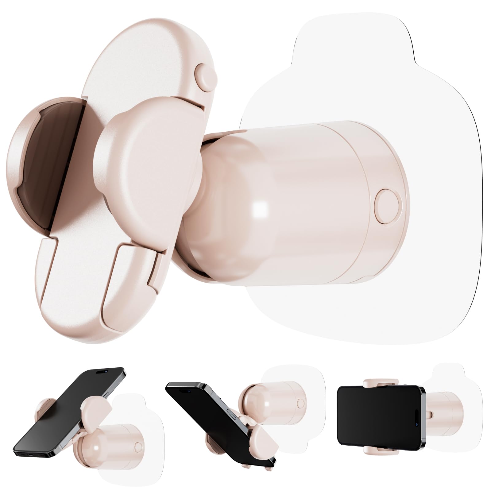 MiiKAREShower/Mirror/Wall Phone Holder, Shower Phone Mount with 360 Degree Rotating, Universal Bathroom Accessories Phone Clamp for All Phones, Wall Phone Holder for Bathroom, Mirror, Kitchen - Pink