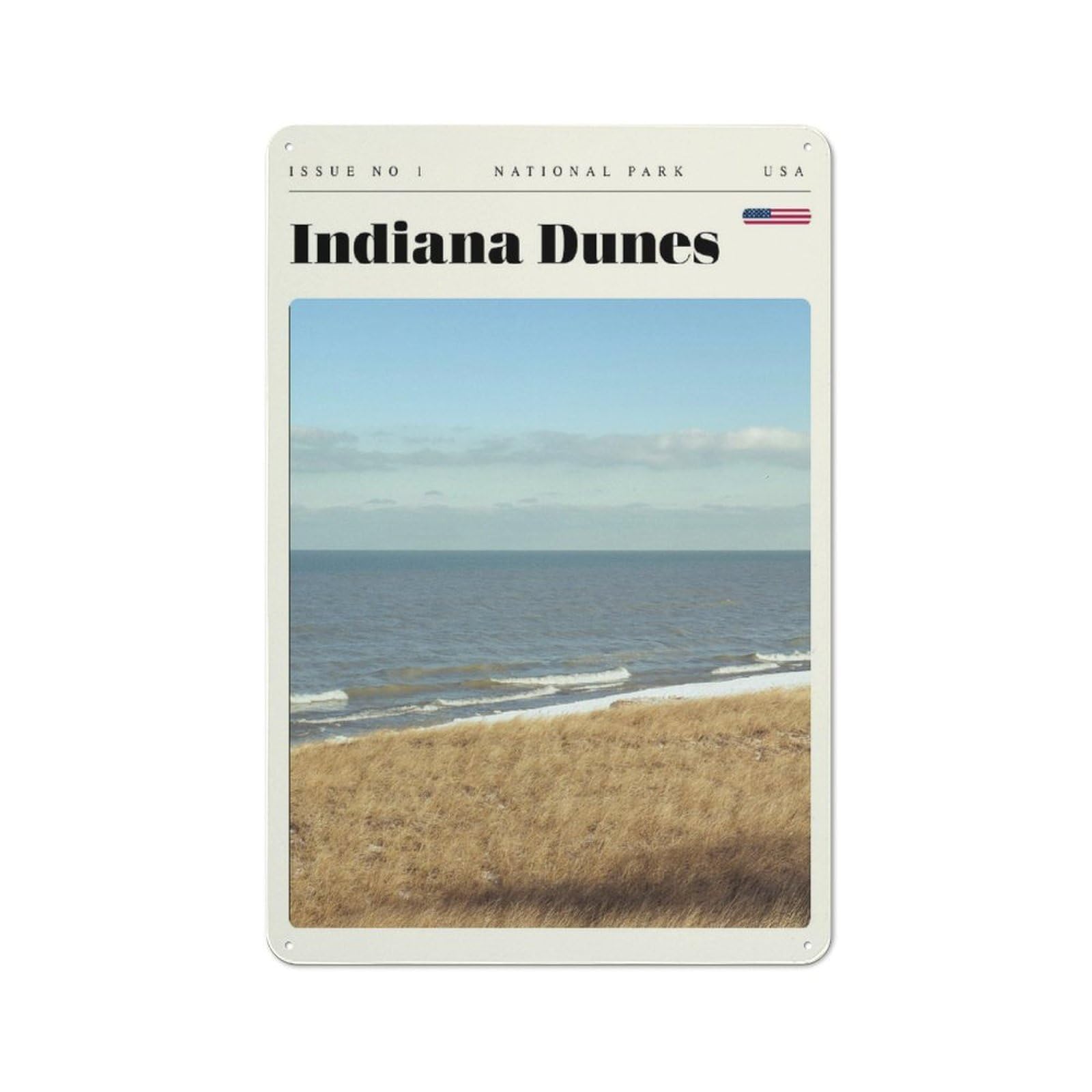 Junmoney Style-9 Tin Wall Plaque 30X20cm With Indiana Dunes National Park Travel Art For Hallway Wall, A Decorative Metal Sign For Hallways And Entrance Areas