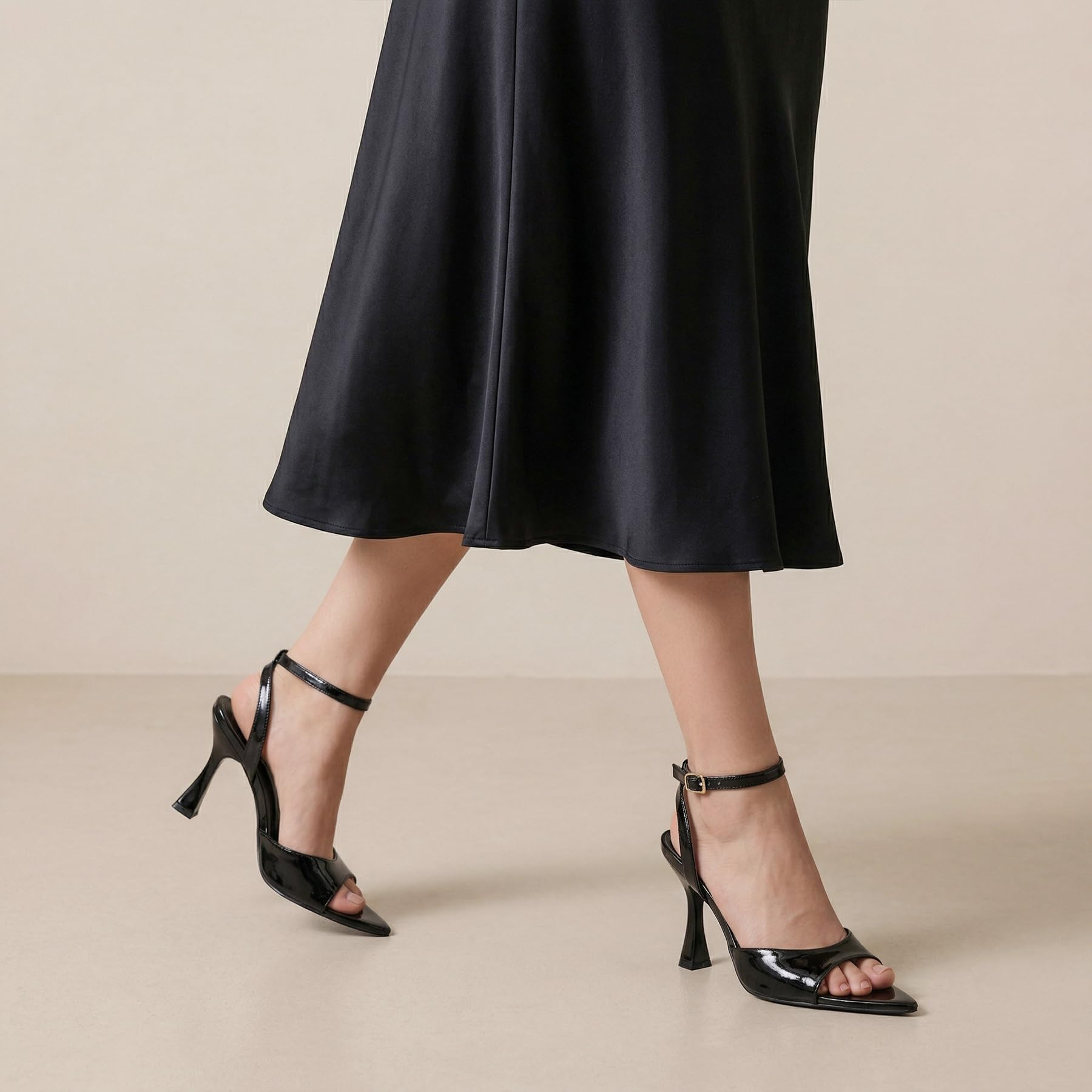 Sandalia elegante para mujer con puntera en punta | Punta abierta con tacón de aguja de 9 cm de alto, adecuado para fiestas, veladas, bailes