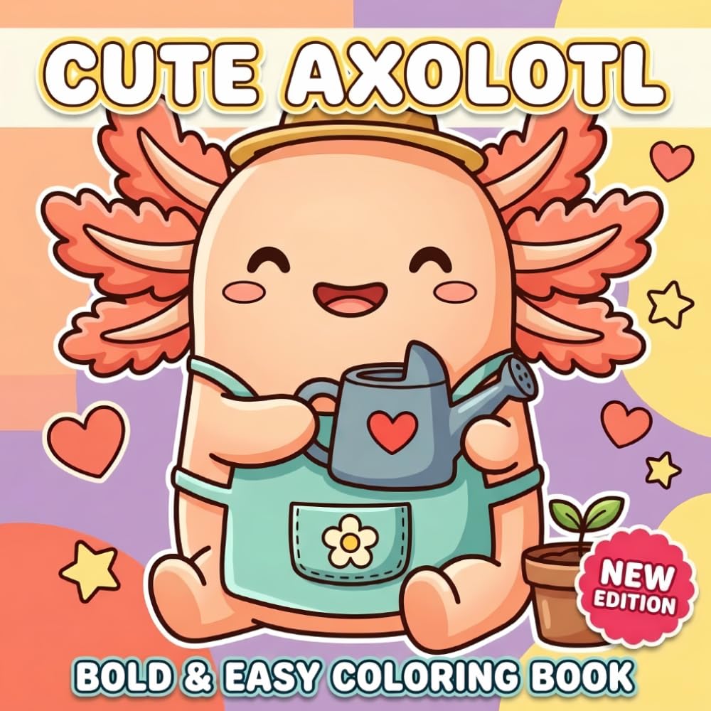 Axolotl Coloring Book: Over 60 Bold And Easy Pages For Creative Fun, Quiet Moments, And Screen-Free Enjoyment For Young Artists
